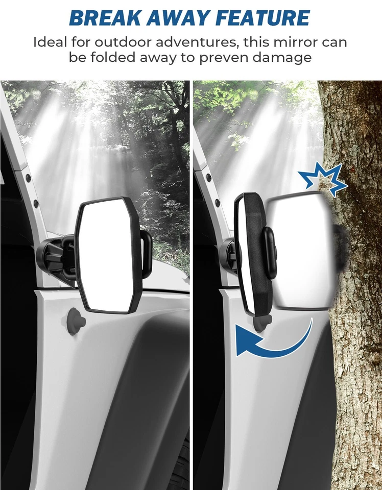 Mirrors Doors Off for Wrangler JK TJ 1997-2018, Side Mirrors Anti-Shake Foto 4 de 4