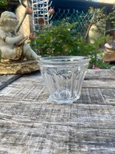 Ancien pot à confiture en verre bullées forme conique à facettes