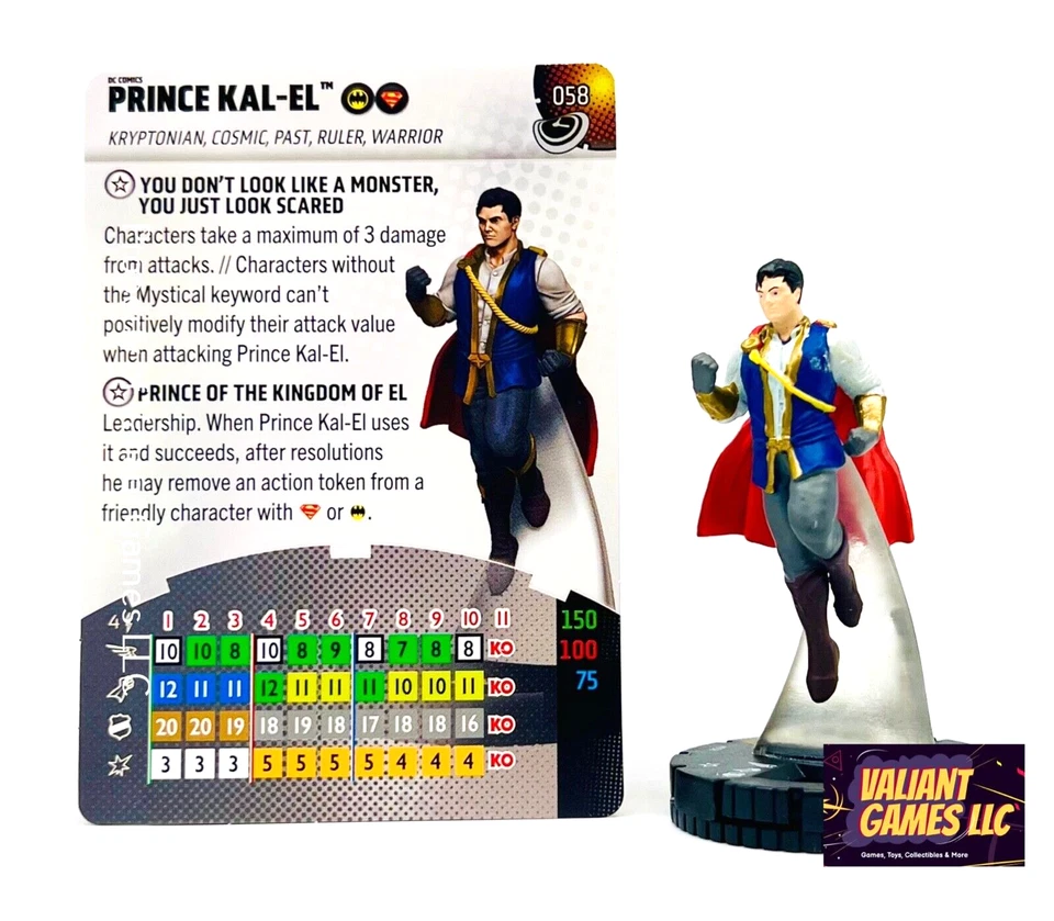 DC Heroclix Prince Kal-El #058 w/ Card Masters of Time Set - Image 1 of 1