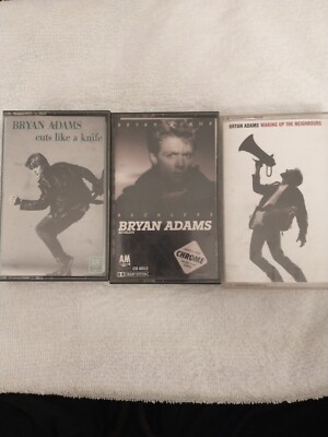 Bryan Adams Cassette Lot Of 3. Reckless, Cuts Like A Knife, Waking Up The Neighb