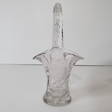 Duncan Miller Glass Basket Crystal Cut Etched Flower Bride Wedding Vintage