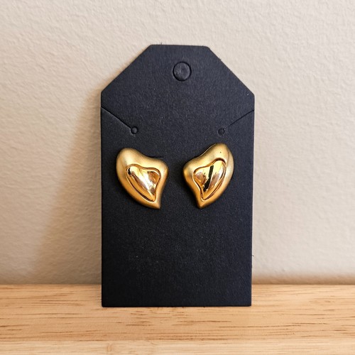 Anne Klein II Herz Ohrringe glänzend Gold Mitte & matt Goldrand Post Piercing