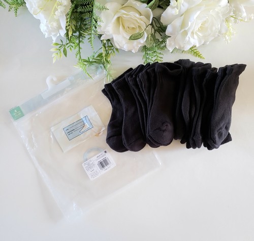 10 Pack Cat And Jack Cushioned Sole Ankle Socks Small Shoe Sz 51/2 - 81/2 Black - Picture 5 of 5