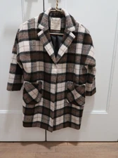Rylee & Cru Multi Plaid Longline Wool-Blend Coat, size 4-5