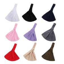 Elastic Headband Wide Hairband Head Wrap Stretch Turban Cotton Blend Solid color