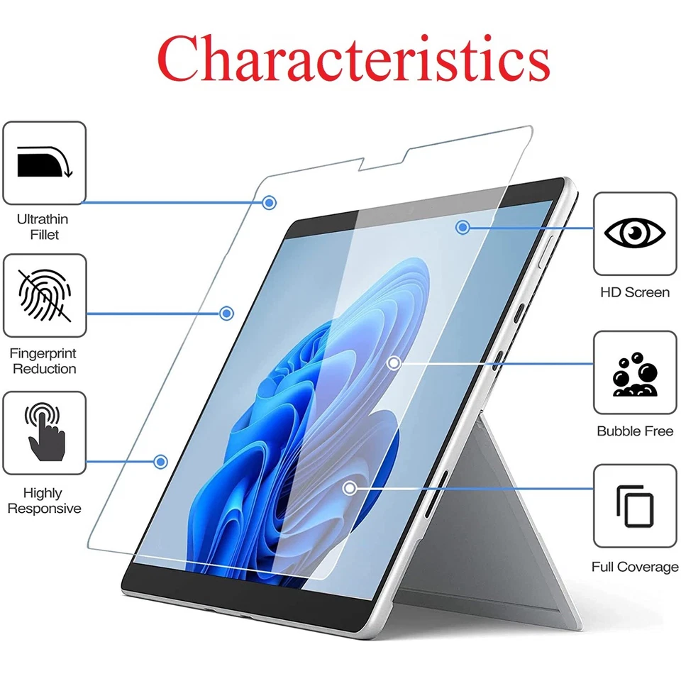 2 PACK Tempered Glass Screen Protector for Microsoft Surface Go 3 4 Pro 7 8 9 10 - Image 2 of 4