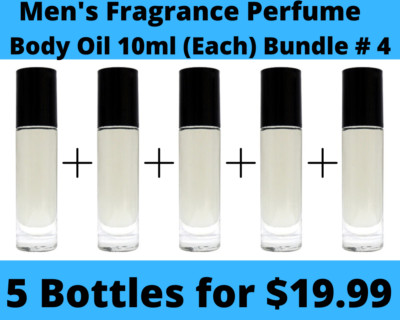 5 Pack Men's Fragrance Perfume Premium Body Oil 10-ml Roll-On Bottle-Bundle # 4