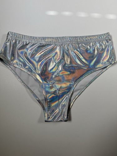 Metallic Booty Shorts Shiny Cheeky High Waisted Bottoms for Raves Dancing Sz M