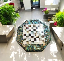 18" Elegant Abalone Shell Chess Board Handcrafted Luxury Exquisite Game Board De