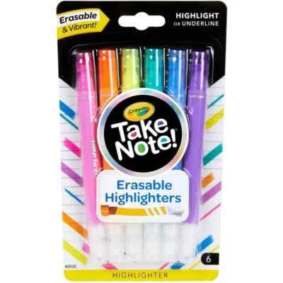 Crayola Take Note Erasable Highlighters or Underline 6 Colors & FAST FREE SHIP! - Image 1 of 4