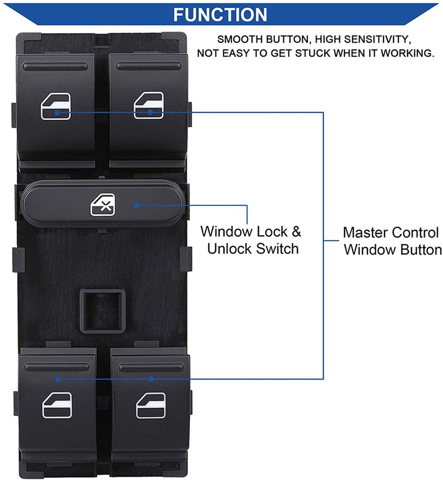 Power Window Switch Control for VW Jetta Golf Passat CC Tiguan Rabbit ...