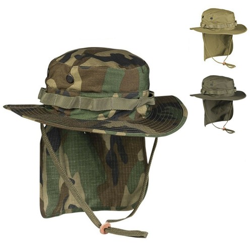 NEU Britischer Tactical Boonie Buschhut mit NECKFLAP Dschungelhut Rip Stop S-3XL_voghion.com