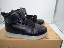 PYYIQI Led Light Up Shoes for Kids High Top Sneakers size13 US/31 EU Black
