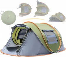 Camping Tent - 4-Person Easy Pop Up Tent with 2 Doors - UPF50+ Waterproof 