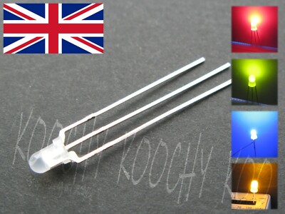 3mm BI COLOUR LED 3 PIN DIFFUS - 3 Farbkombinationen - R/G - R/B - R/Y - CC CA -UK