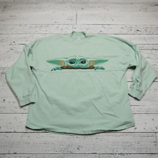 Disney Spirit Jersey Shirt Size XL Green Mandalorian Baby Yoda Grogu Print