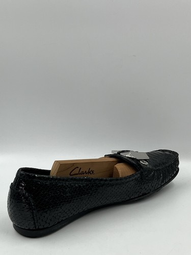Stuart Weitzman Alligator Print Patent Leather Loafers Black Side Buckle Size 7M - Picture 11 of 15