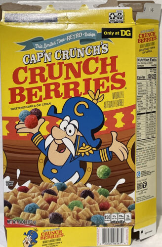 Retro Cap'n Crunch Berries Dollar General Cereal Box Quaker DG FLAT EMPTY 2020 - Picture 1 of 2