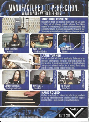 Vater Percussion - Bostaph/Hunt/Johnson/ Spencer / Abts / Wilson - 2011 Print Ad