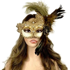 Masquerade Party Mask Feather  Venetian Halloween Mardi Gras Costumes Ball Masks