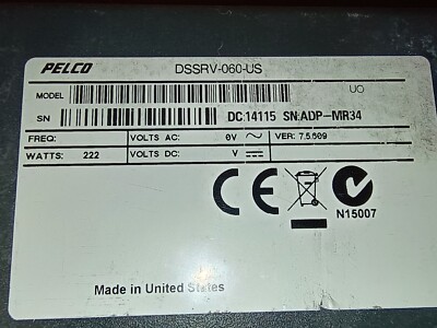 Pelco DSSRV-060-US, (2) 3TB HD, 8GB Ram, Intel i7-2600K 3.4GHz