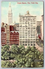 Unused New York NY Union Square Manhattan Plaza and Park DB Postcard