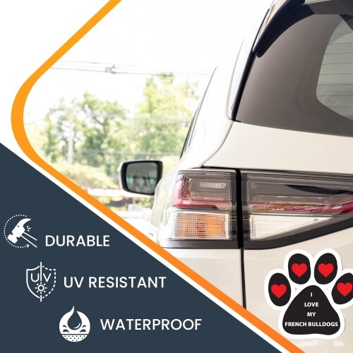 I Love My French Bulldogs Pawprint Magnet Decal, 5 Inch for Car Truck SUV - Picture 5 of 7