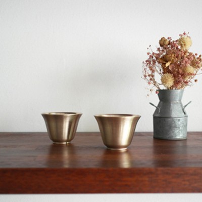 Notdam Korean Handmade Brassware Yugi Flower Wine Glasses 2p Yoons