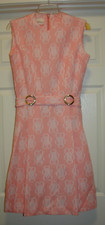 Vintage Kay Windsor Dress Womens 12 Pink White Sleeveless Shift A Line 60s NEW