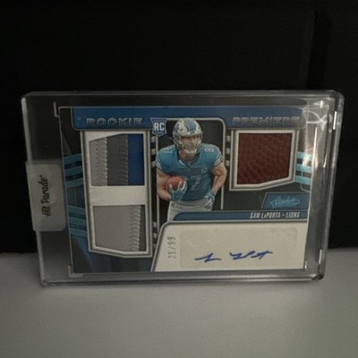 2023 Absolute Rookie Premiere tri-color Patch Auto 21/99 Sam Laporta