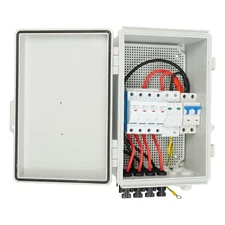 Solar Combiner Box PV Combiner 63A Circuit Breaker 4-String For Solar Panel Kit