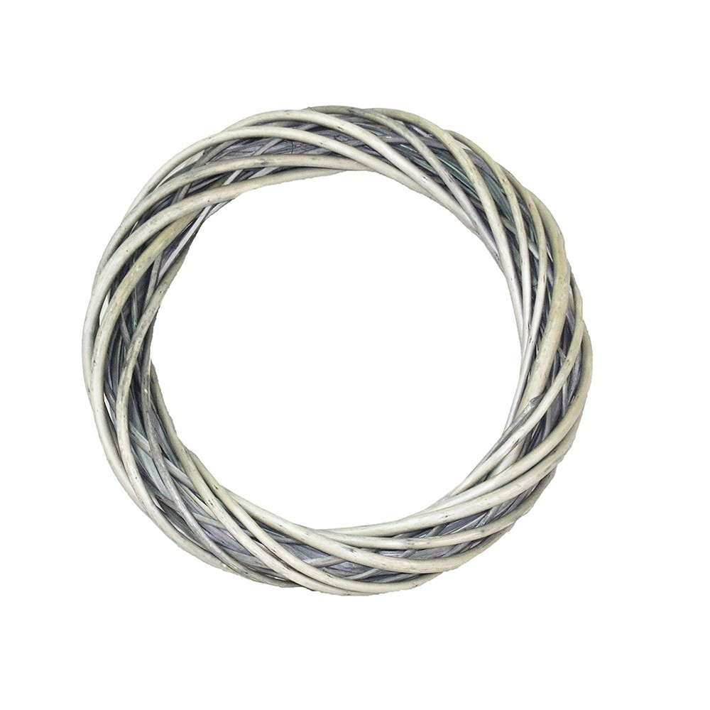 Round Wreath Base Woven Natural Willow 40cm/16 Inch Diameter Grey