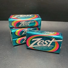 Vintage Zest Deodorant Beauty Bar 5.5 Oz Bath Size 4 Bars 1980s.