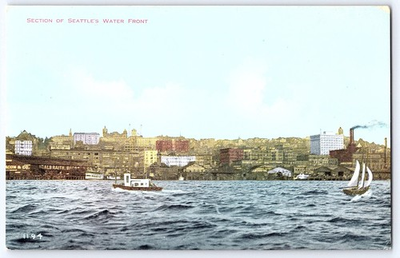 #ad Section of Seattle#x27;s water front Benham Indian Trading Co Divided Back $2.25