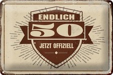 mrdeco Metall Schild 20x30cm Gl&uuml;ckwunsch endlich 50 Geschenk Deko Blechschild