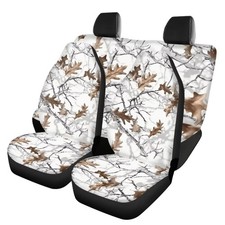 White Hunting Camo Forest Car Seat Cover Set Universal Fit Front  Rear Seat ...