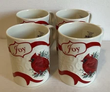 Lenox American by Design Winter Greetings Joy Cardinal 4-Mug Set - New w/ Tags!