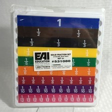 MATH MANIPULATIVE / EAI SOLID FRACTION SET / 9 COLORS WITH TRAY / 51 PIECES NEW