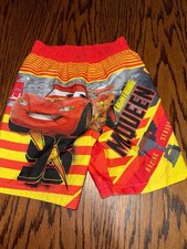 Boys 5T Red Yellow Disney Cars Swim Trunks Shorts Lightning McQueen