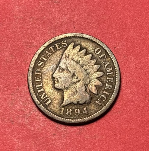 (1) Beautiful Toned Antique 1894 Indian Head Cent/Penny CHOICE G-GOOD NICE FILLE