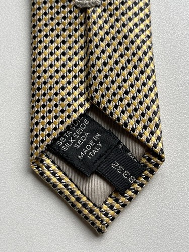Ermenegildo Zegna Men’s 100% Silk Neck Tie Gold Black Italy - Picture 3 of 6