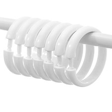 24 PCS White Plastic Shower Curtain Rings,Sturdy Easy Use Shower Curtain Hooks