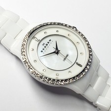 Skagen Ladies White Ceramic Diamond Bezel Qua...