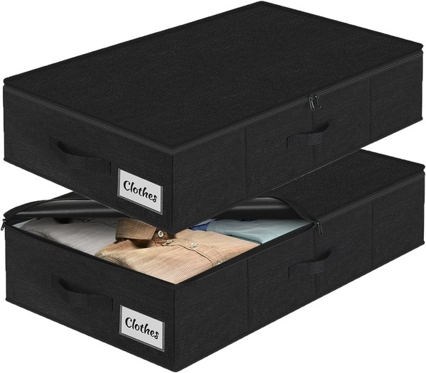 Unterbett Aufbewahrungsbox Mit Deckel, 2 StüCk Faltbar Unterbettkommode,-image