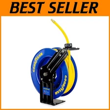 Multi-Purpose 50' SBR Rubber Air Hose Reel - Heavy Duty & Weather Resistant