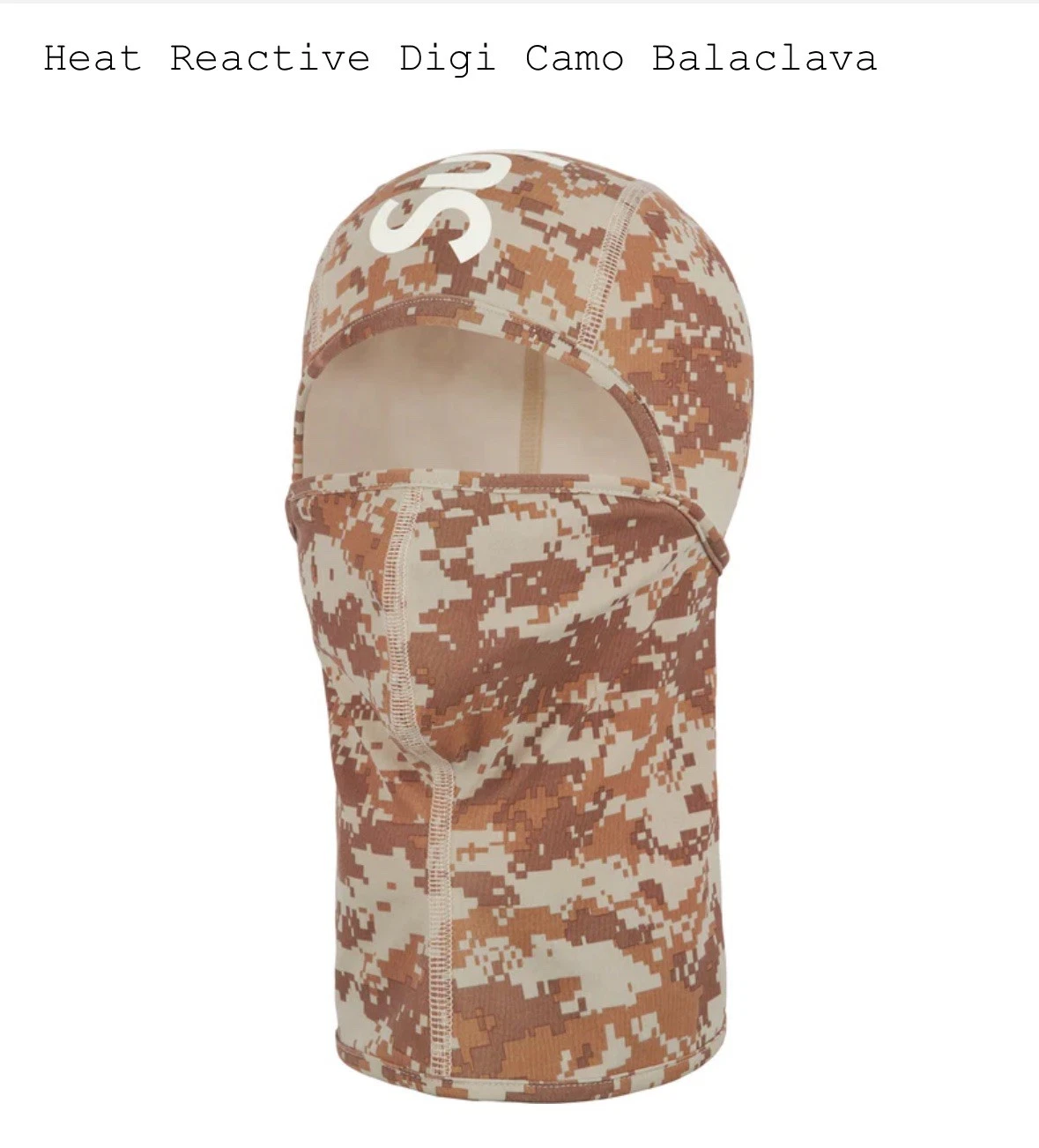 Supreme Heat Reactive Digi Camo Balaclava Tan FW25