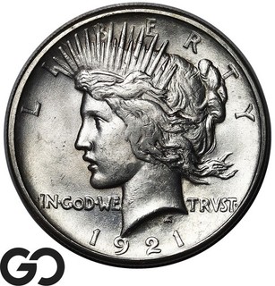 1921 Peace Dollar High Relief Choice BU Key Date Transitional Year Issue!