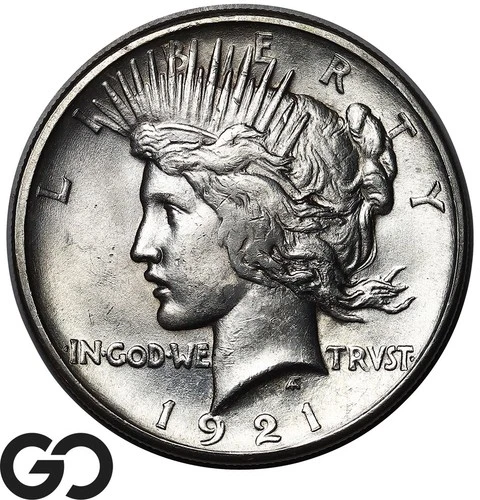 1921 Peace Dollar, High Relief, Choice BU+ Key Date Transitional Year Issue!