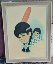 Cultural Girls Original pastel colouring of a native American Children