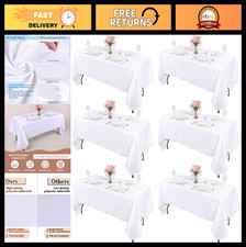 6 Pack White Rectangle Tablecloths 60x102" Washable Polyester Wrinkle Resistant